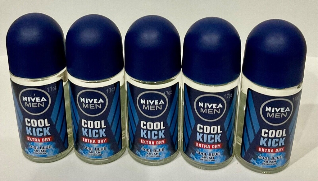 Nivea Men Cool Kick Original Roll-on Deodorant Extra Dry 48Hr 50ml (5 Pack)