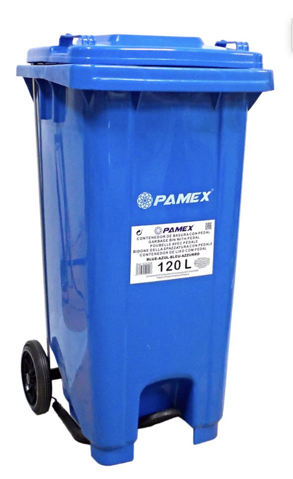 PAPELERA CONTENEDOR BASURA AZUL 120L CON PEDAL