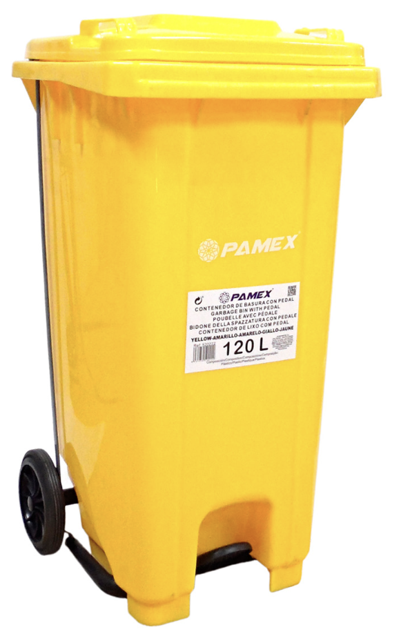 PAPELERA CONTENEDOR BASURA AMARILLO