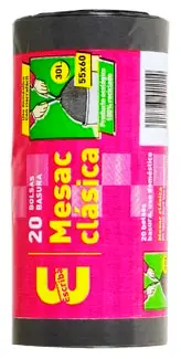 MESAC BOLSA BASURA GRIS AUTOCIERRA, 55X60CM  (20UDS) G-80 (30L) 