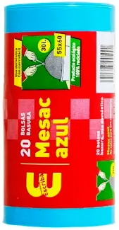 MESAC BOLSA BASURA AZUL AUTOCIERRA, 55X60CM  (20UDS) G-120 (30L) 