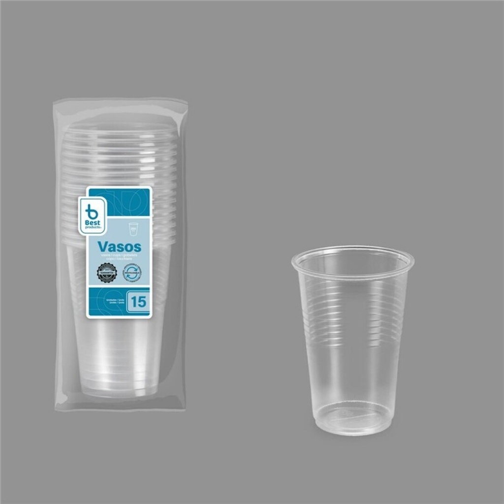 VASO REUTILIZABLE TRANSP. 200 CC PP 15 UDS