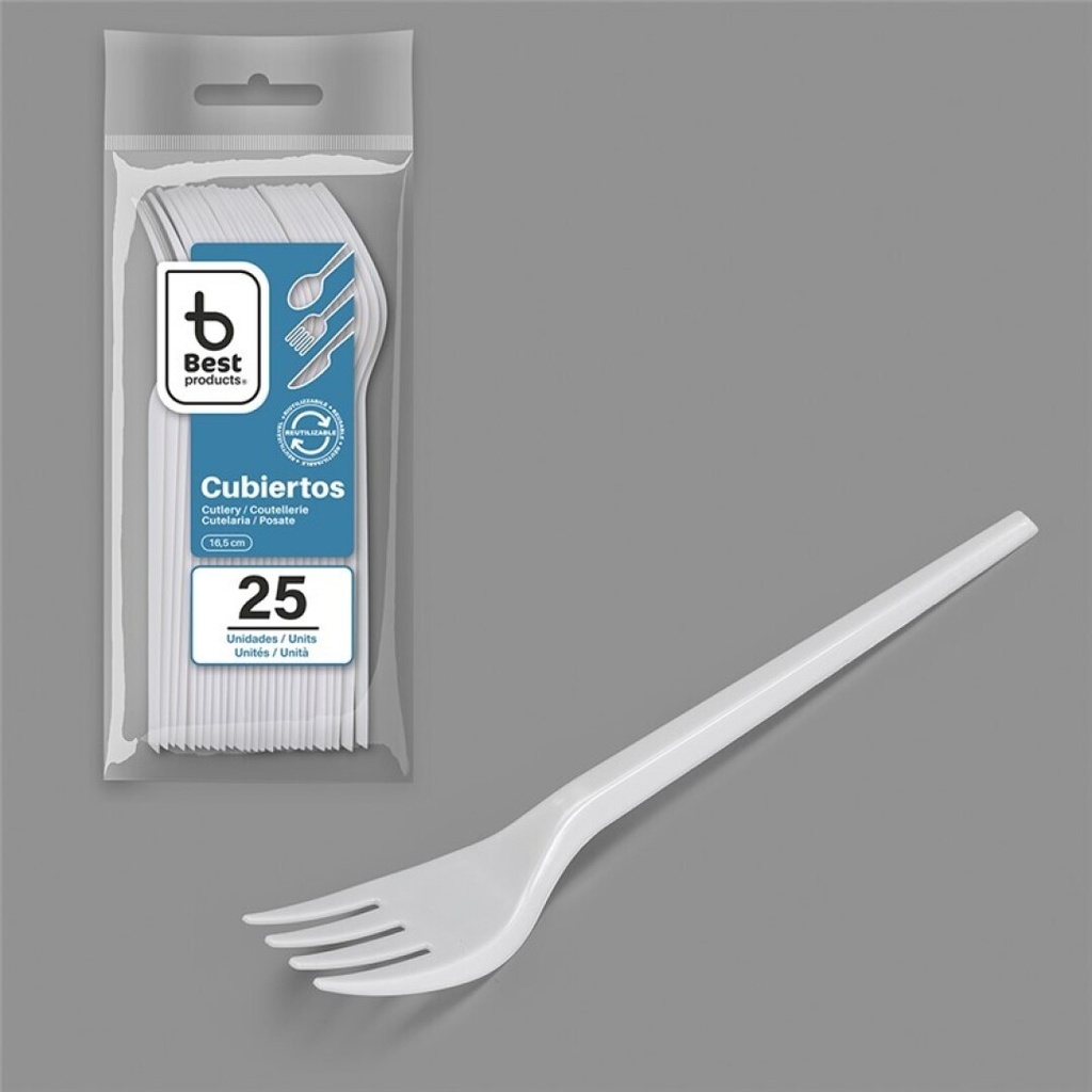 BEST PRODUCTS CTENEDOR REUT. BLANCO 16,5 CM 25 UDS