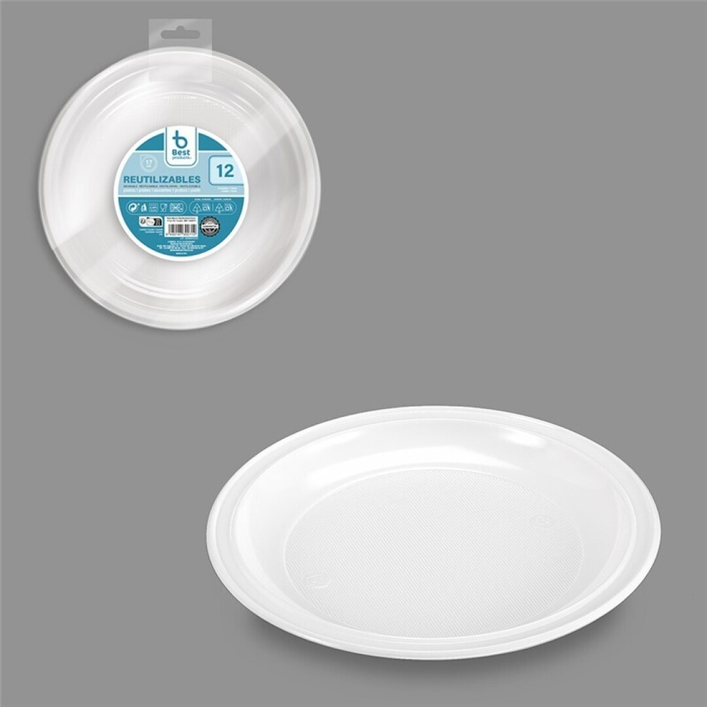 BEST PRODUCTS PLATO REUT. BLANCO POSTRE 17 CM 12 UDS