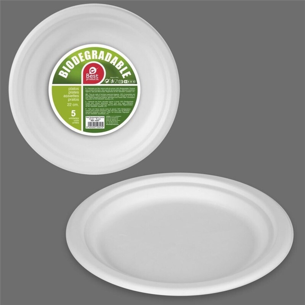 BEST PRODUCTS PLATO CAÑA DE AZÚCAR 22 CM 5 UDS
