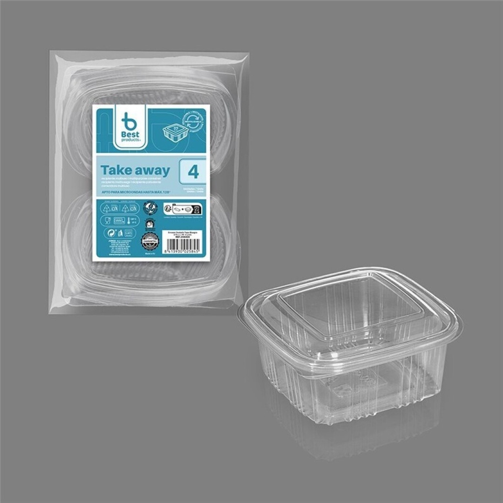 ENVASE BISAGRA 375 CC PP BOLSA 4 ENVASE OPS OVALADO TAPA BISAGRA