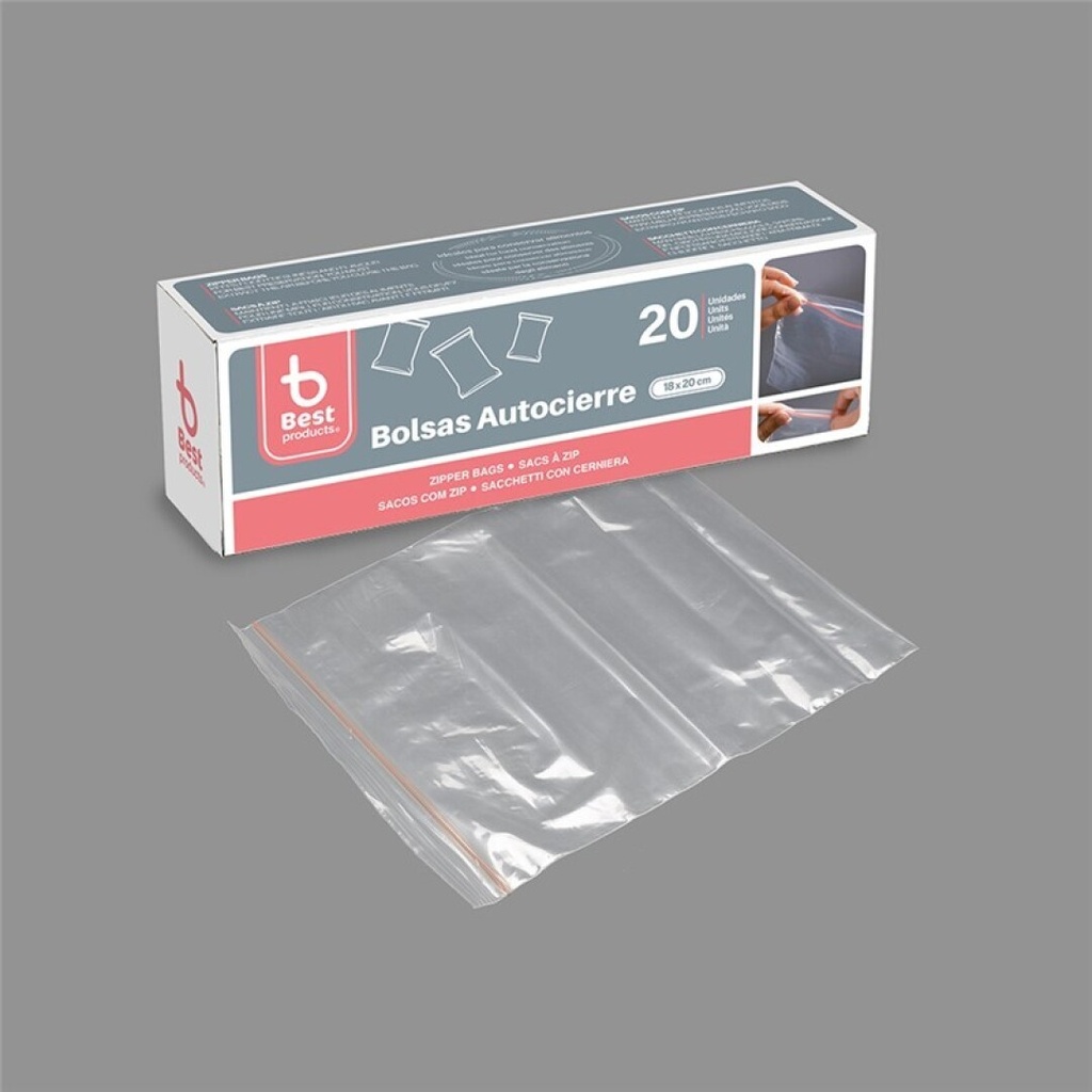 BEST PRODUCTS BOLSA AUTOCIERRE 18 X 20 CM PE CAJA 20 BOLSAS