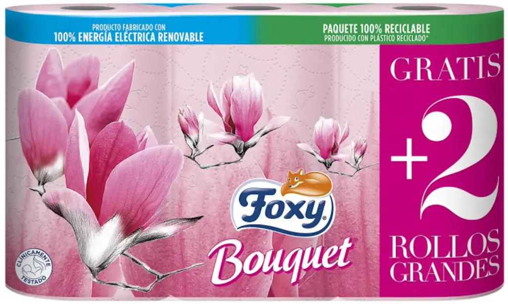 FOXY PAPEL HIGIENICO BOUQUET COLORS 21 M 3 CAPAS (6=9 UDS.)