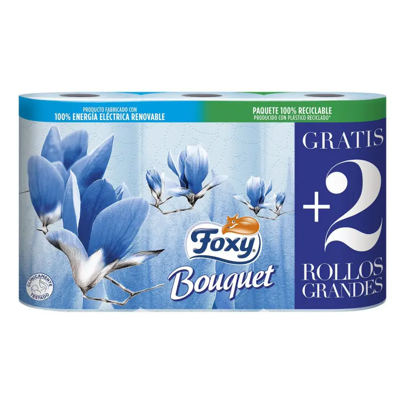 FOXY PAPEL HIGIENICO BOUQUET COLORS 21 M 3 CAPAS (6=9 UDS.)