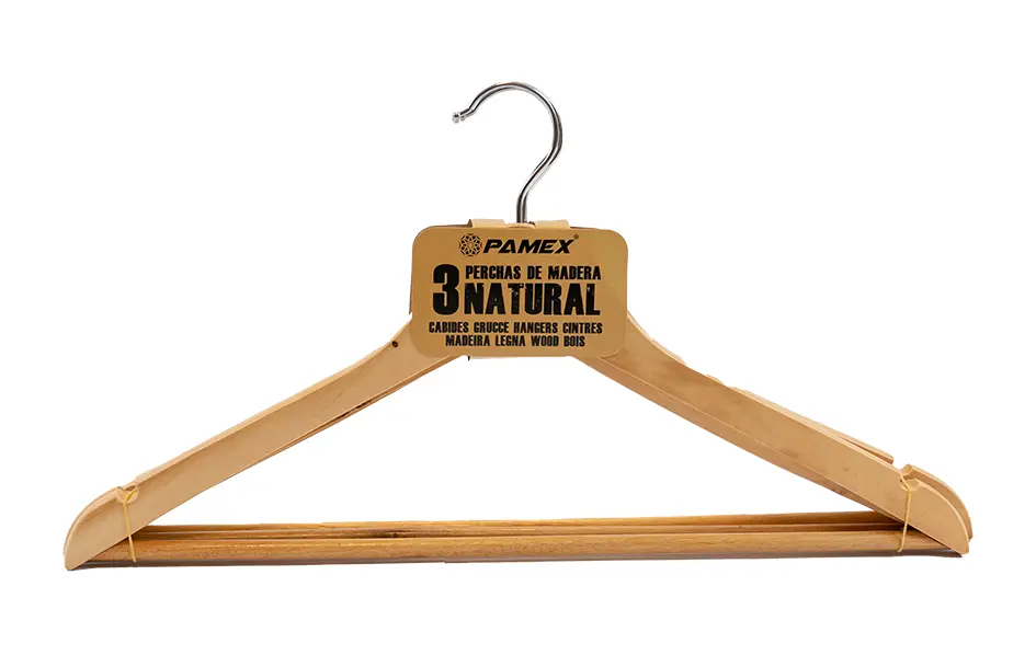 PERCHA MADERA NATURAL SET 3 * FSC®