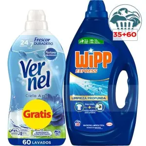 WIPP DETERGENTE LIQUIDO GEL AZUL (35 DOSIS) + VERNEL SUAVIZANTE (60 DOSIS)