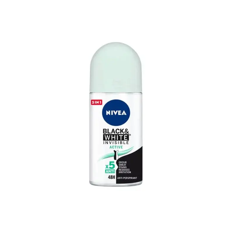 NIVEA DESODORANTE ROLL-ON 50ML BLACK&WHITE INVISIBLE ACTIVE 