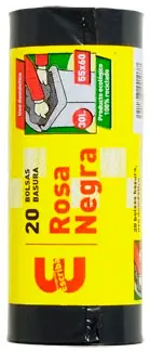 MESAC BOLSA BASURA ROSA NEGRA CIERRA FACIL NEGRA 55X60 (20UDS) G-115 (30L)