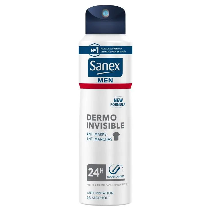 SANEX DESODORANTE SPRAY 200 ML MEN INVISIBLE ANTI-TRANSPIRANTE 24 HORAS ANTI-MANCHAS