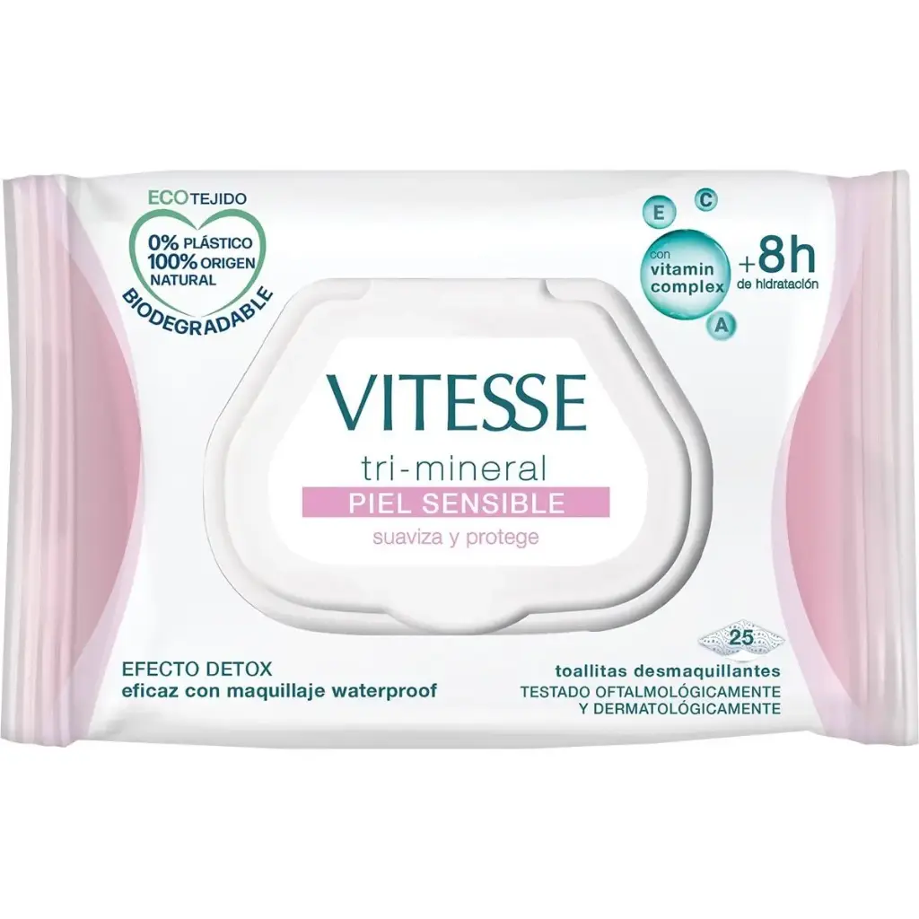 VITESSE TOALLITAS DESMAQUI.TRI-MINERAL PIEL SENSIBLE 25UD