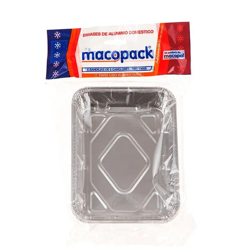 MACOPACK BANDEJA DE ALUMINIO 6 PIEZAS 187x137x33 mm.