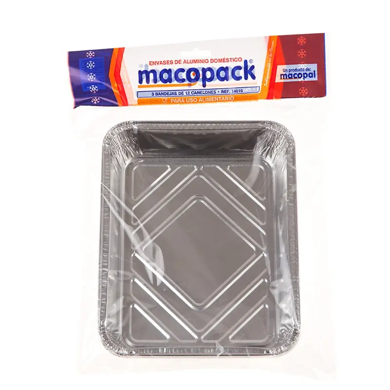 MACOPACK BANDEJA DE ALUMINIO 12 PIEZAS 226x176x35 mm.