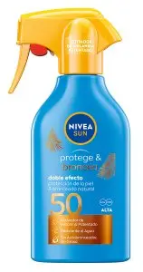 NIVEA SUN PROTECTOR SOLAR PISTOLA 270 ML SPF50 PROTEGE & BRONCEA DOBLE EFECTO RESISTENTE AL AGUA NO GRASO