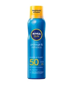 NIVEA SUN PROTECTOR SOLAR BRUMA 200 ML SPF50 PROTEGE & REFRESCA INVISIBLE TOQUE SECO RESISTENTE AL AGUA Y AL
