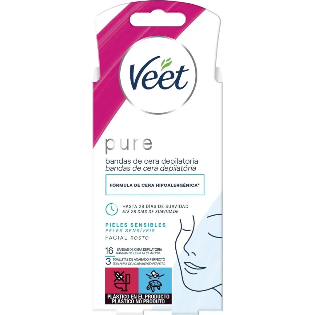 VEET CERA FRIA (16 BANDAS) FACIAL SENSIBLE PURE