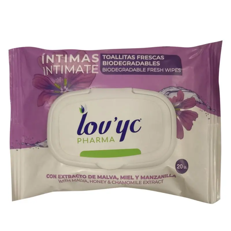 LOV’YC PHARMA TOALLITAS ÍNTIMAS 20UDS MALVA, MIEL Y MANZANILLA