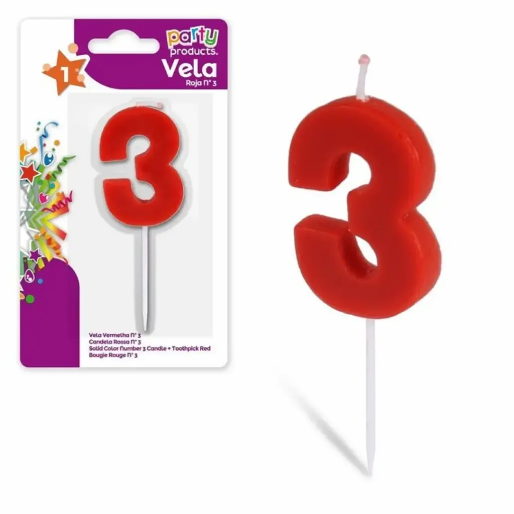 BEST PRODUCTS VELA BLANCA BORDE ROJO Nº3 14CM