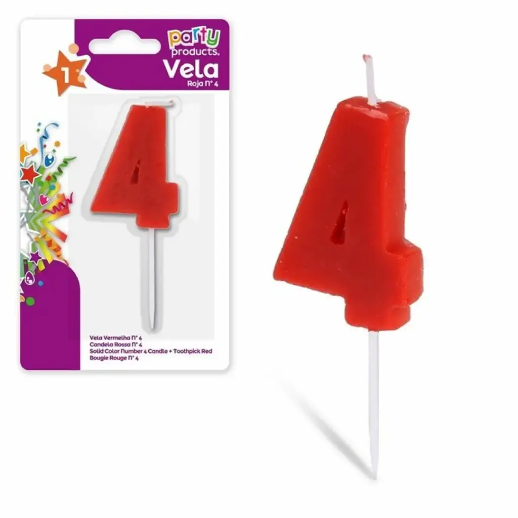 BEST PRODUCTS VELA BLANCA BORDE ROJO Nº4 14CM