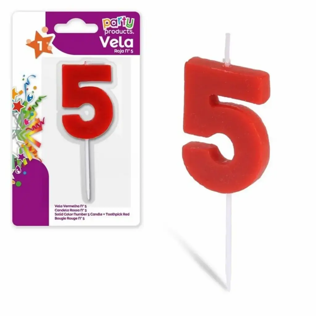 PARTY PRODUCTS VELA COLOR ROJO Nº 5
