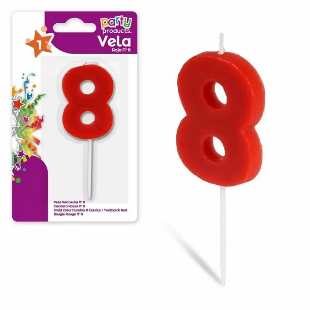 PARTY PRODUCTS VELA COLOR ROJO Nº 8