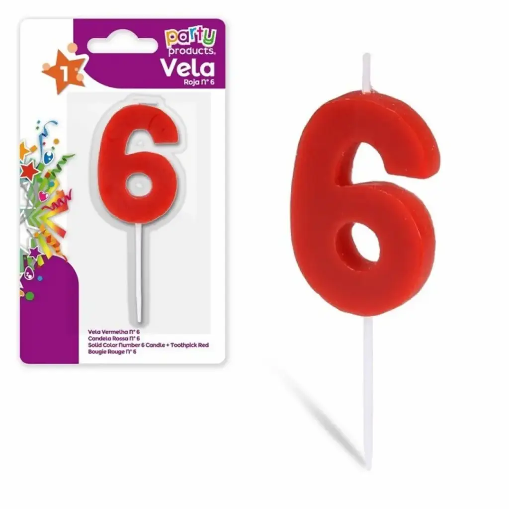 PARTY PRODUCTS VELA COLOR ROJO Nº 6