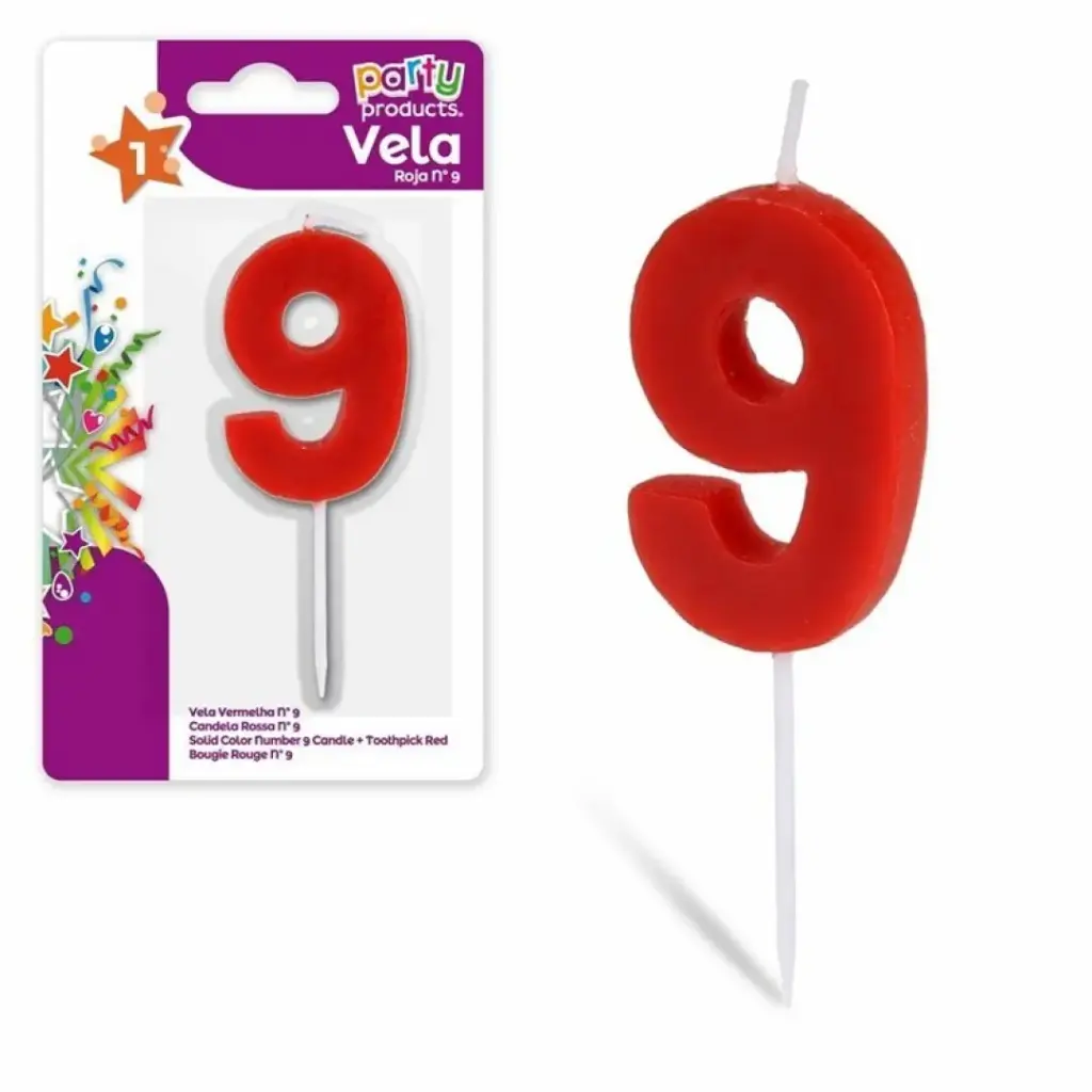 PARTY PRODUCTS VELA COLOR ROJO Nº 9
