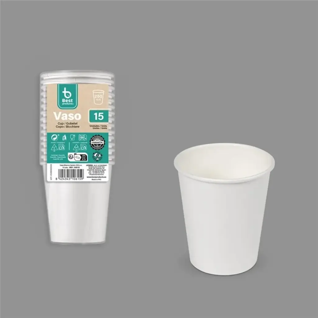 BEST PRODUCTS VASO CARTÓN BLANCO 250 CC 15 UDS