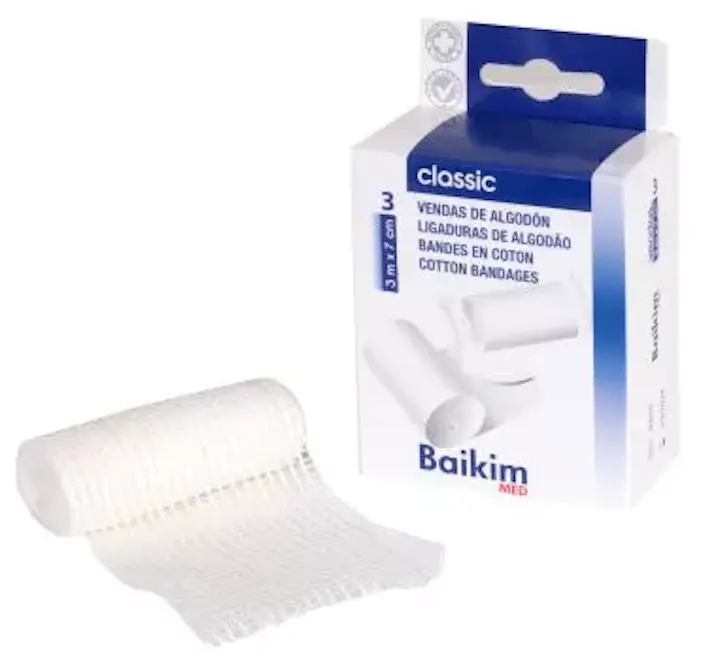BAIKIM ALGODÓN VENDA 100% 3 M X 7 CM 3 UD