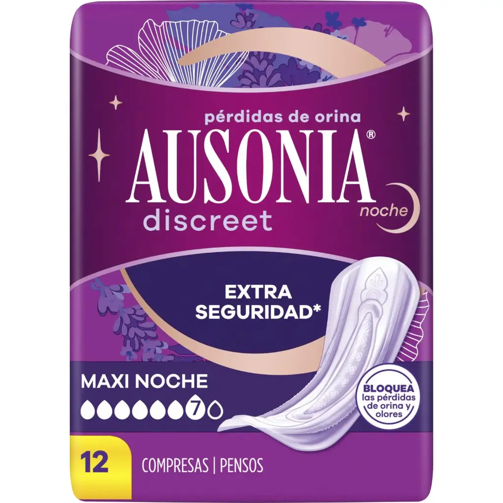 AUSONIA DISCREET COMPRESAS INCONTINENCIA MAXI NOCHE 12 UD