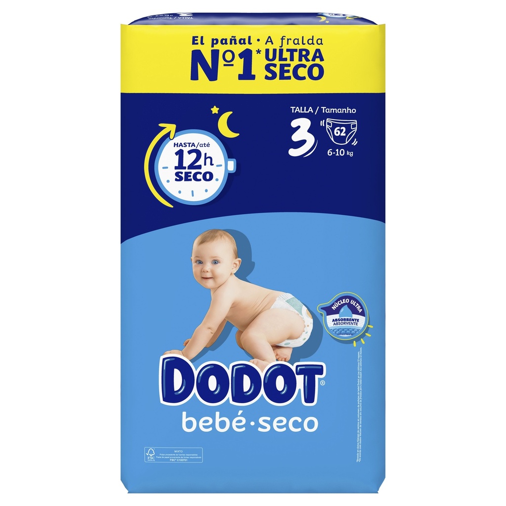 DODOT BEBE SECO T-3 6-10KG. 62UD                            
