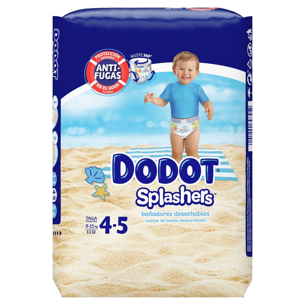 DODOT SPLASHERS T-4/5 9-15KG. 11 UDS.BAÑADORES DESEC.