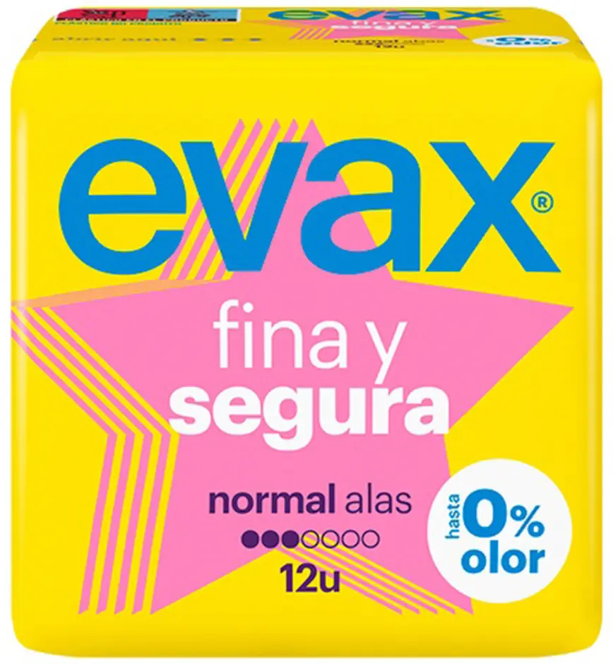 EVAX FINA Y SEGURA COMPRESAS ALAS NORMAL 12UD.NUEVO         