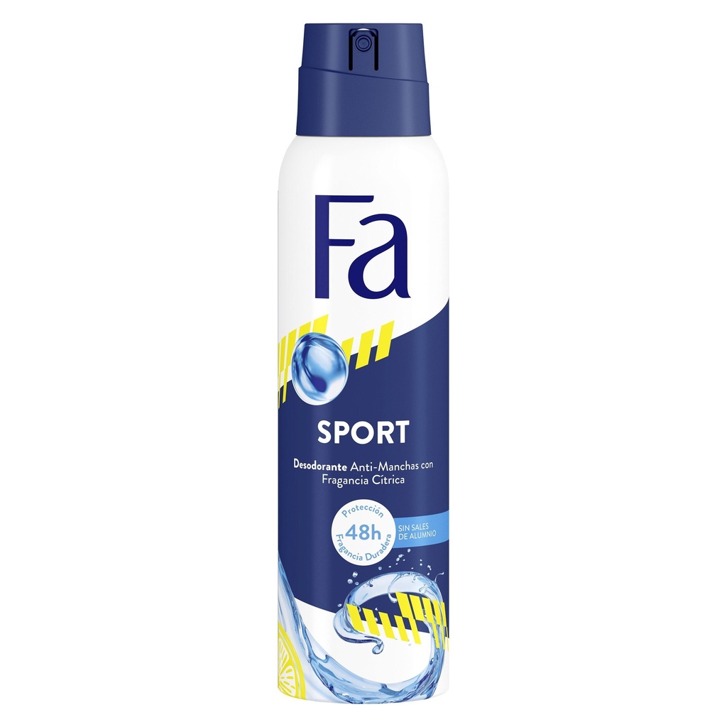 FA DESOD.150ML.SPORT ANTIMANCHAS 48 H. 0% SALES ALUMINIO