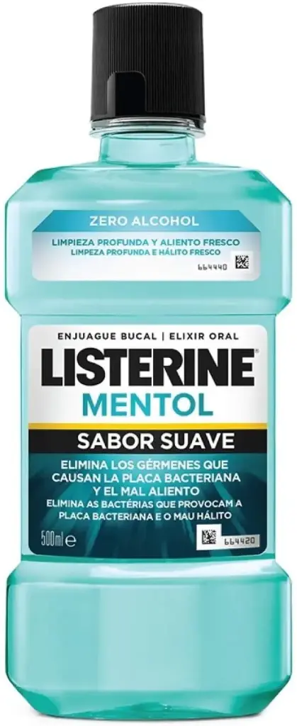 LISTERINE ENJUAGUE 500ML MENTOL SABOR SUAVE (ZERO)          