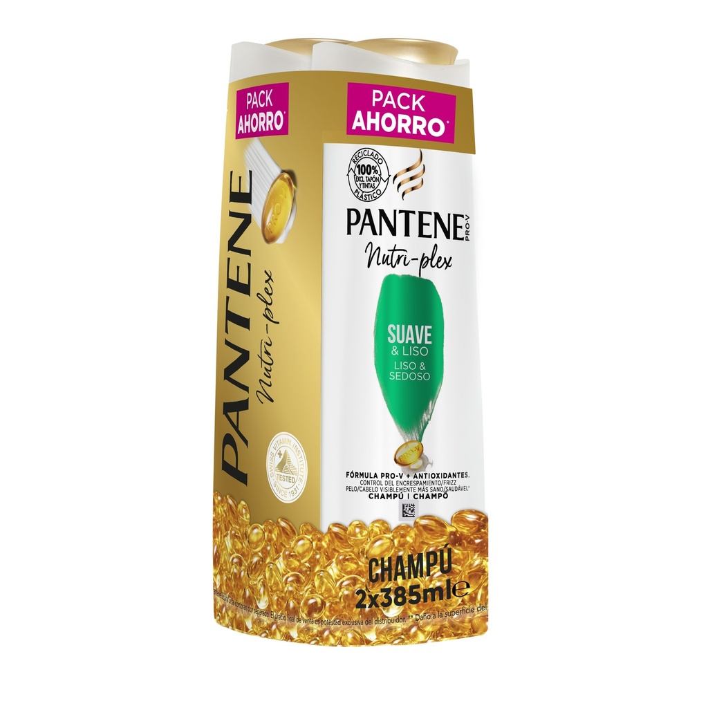 PANTENE CHAMPU 385ML.NUTRI PLEX DUPLO SUAVE Y LISO PACK AHO