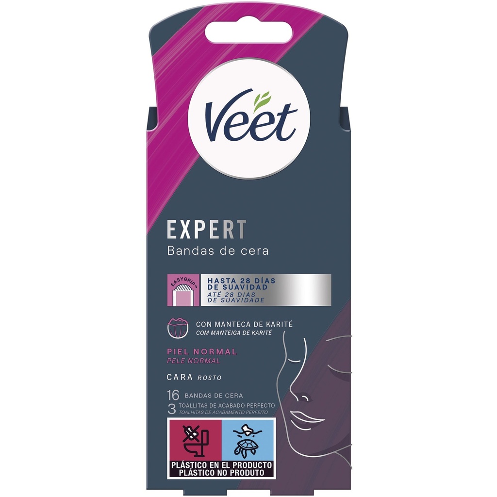 VEET DEPIL.CERA FRIA 16 BANDAS FACIALES EXPERT P. NORMAL S-5