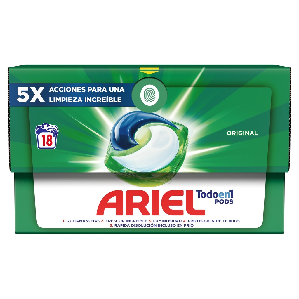 ARIEL DETERG.CAPSULAS 18 UDS TODO EN UNO ORIGINAL M-10      