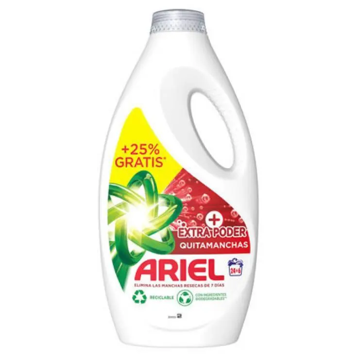 ARIEL DETERG.LIQ.24+6 D.EXTRA PODER QUITAMANCHAS (1,5L)