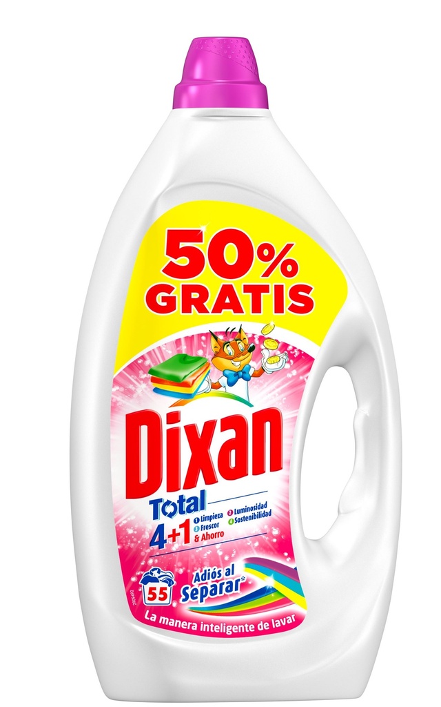 DIXAN GEL DETERG.(55D.)2,475ML.ADIOS AL SEPARAR 50%GRATIS   