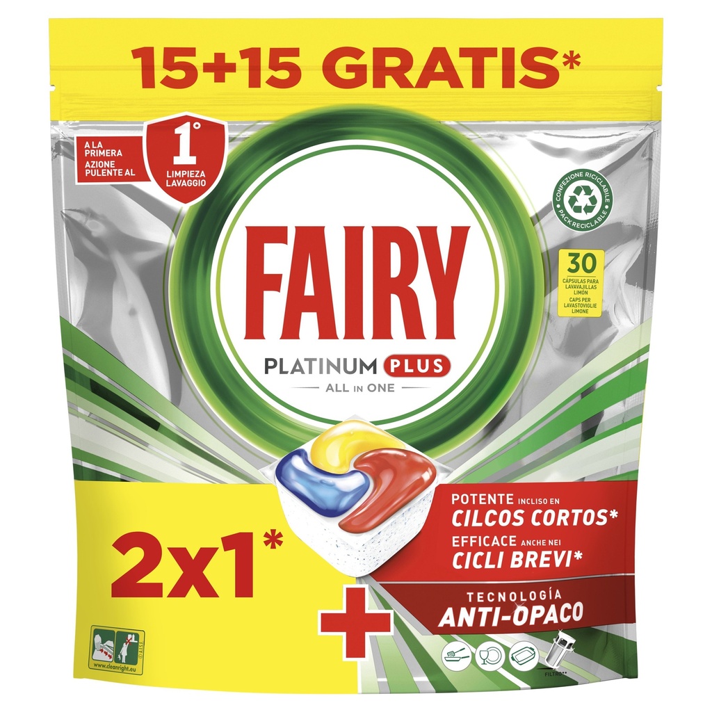 FAIRY LAVAVAJILL.CAPSULAS PLATINUM PLUS 15+15 LIMON