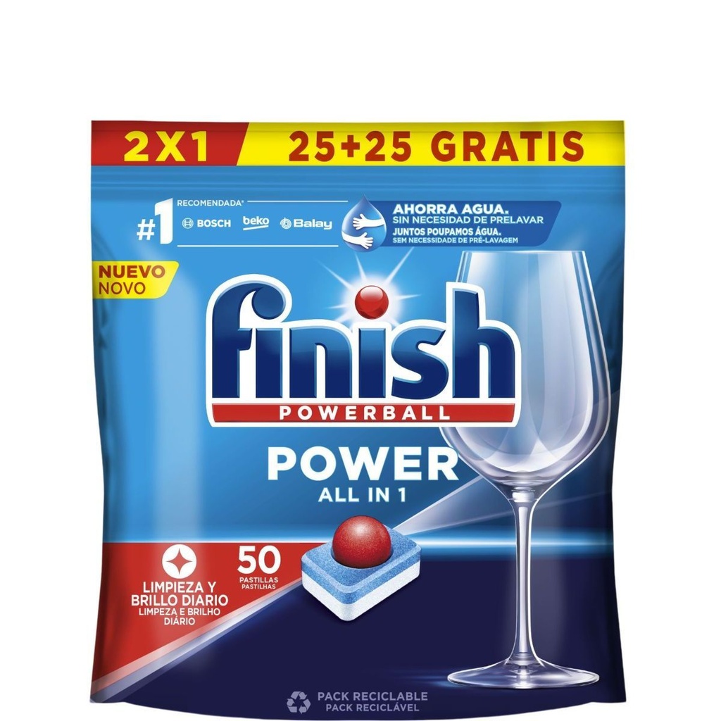 FINISH LAVAVAJILL.DETERG.TODO EN 1 25+25=50 PASTILLAS(BOLSA 