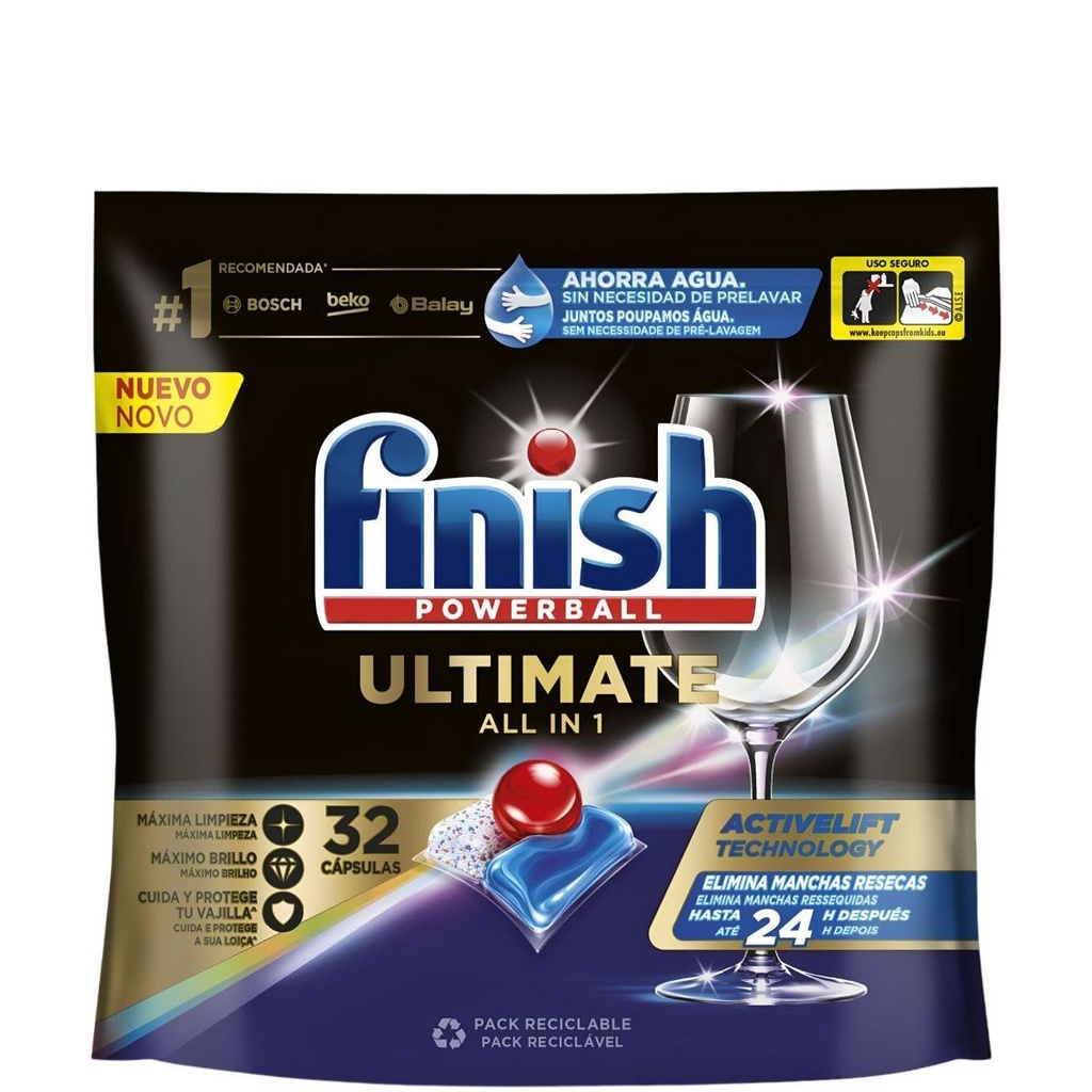 FINISH LAVAVAJILL.DETERG.ULTIMATE 32 PAST.BOLSA             