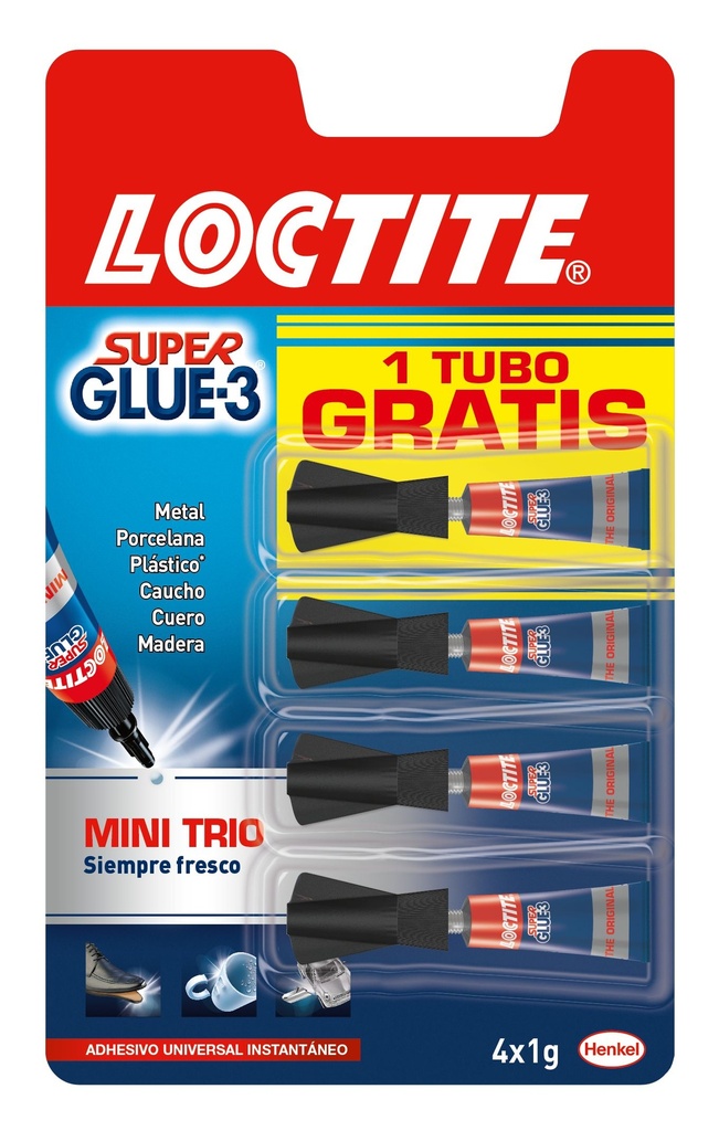 LOCTITE ADHESIVO 1 G MINI TRIO (3+1 UDS.)