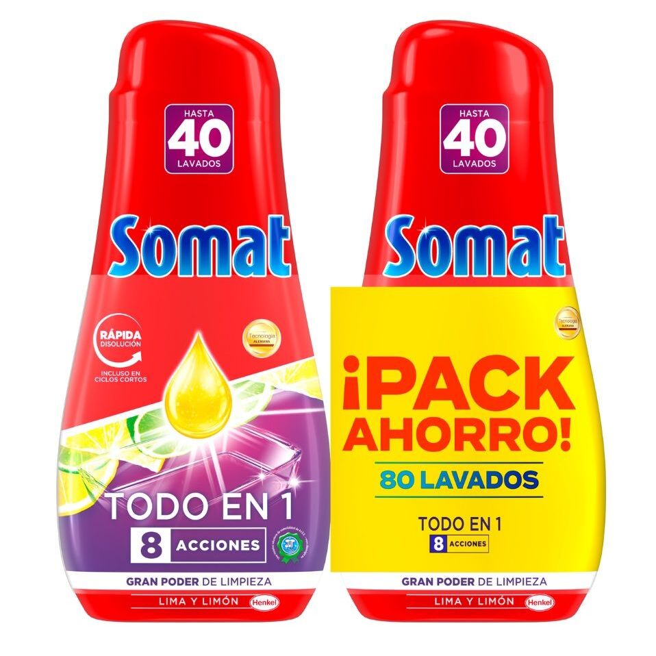 SOMAT GEL LAVAVAJILL.40X2=80LAV.LIMA&LIMON PACK AHORR