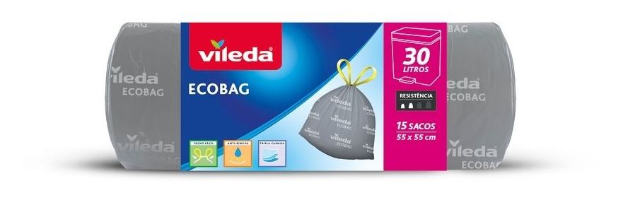 VILEDA B.BASURA AUTOCIERRE ECO BAG (30 LITROS) 15 UD 55X55CM